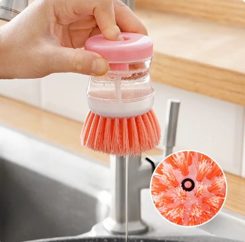 Dishwasher automatic  automatic add liquid self-spraying press type pot wash brush washbasin cleaning long handle home use