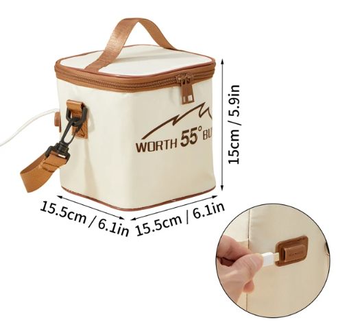 Heating Insulation Bag 55℃, Food Thermal Tote Bag Electric Heating Lunch Bag Kitchen Items ,Bento Box Thermostatic Bag