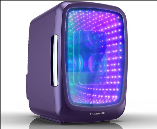 Mini Fridge Cooler, Holds Up to 6 Cans, Portable Fridge for Car, Office, Bedroom, Dorm Room, or Cabin, Gaming Light Up Mini Beverage Refrigerator - 9.84"D x 7.09"W x 10.35"H (Purplehaze)