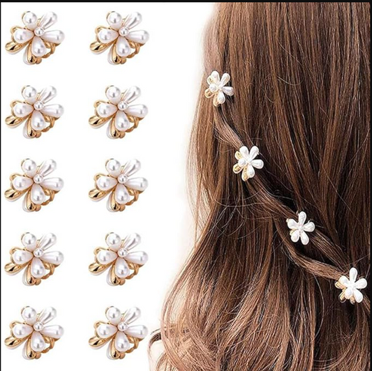 Mini Flower Claw Clips, 10Pcs Small Mini Flower Claw Clips with Flower Design,Hair Clips for Kid Metal Small Claw Clips for Sweet Bangs Tiny Crystal Flower Barrettes Cute Claw Clips for Girl Hair Accessories for Women