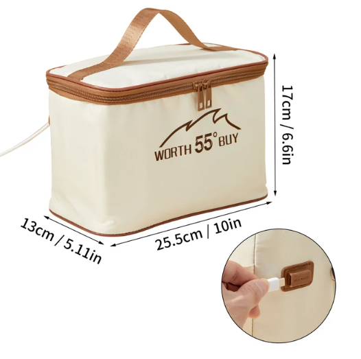 Heating Insulation Bag 55℃, Food Thermal Tote Bag Electric Heating Lunch Bag Kitchen Items ,Bento Box Thermostatic Bag