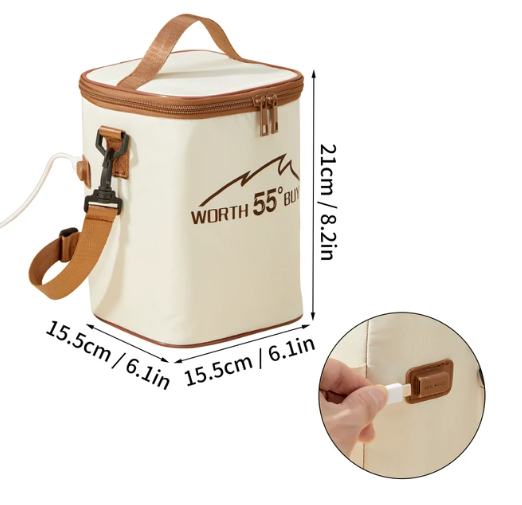 Heating Insulation Bag 55℃, Food Thermal Tote Bag Electric Heating Lunch Bag Kitchen Items ,Bento Box Thermostatic Bag