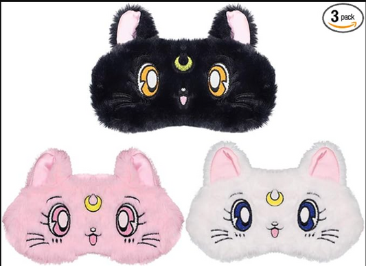 Eye Masks, Cartoon Cat Eye Sleep Mask Plush Sleeping Blindfold Eye shade, Cat Pattern Sleep Marks