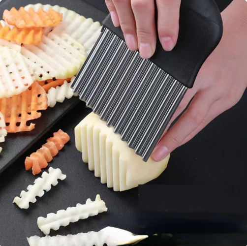 Knife Potato Cutting, Stainless Steel Wave Knife Potato Cutting French Fry Knife Kitchen Cutter Wolf Fang Tool Potato Knife for Cutting Vegetables