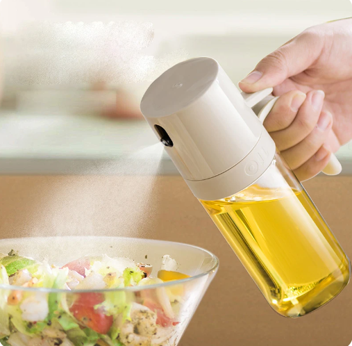 Oil Spray Bottle 250ml High Borosilicate Glass Cooking Oil Dispensers Olive Oil Sprayer Mister for Air Fryer Salad Baking.