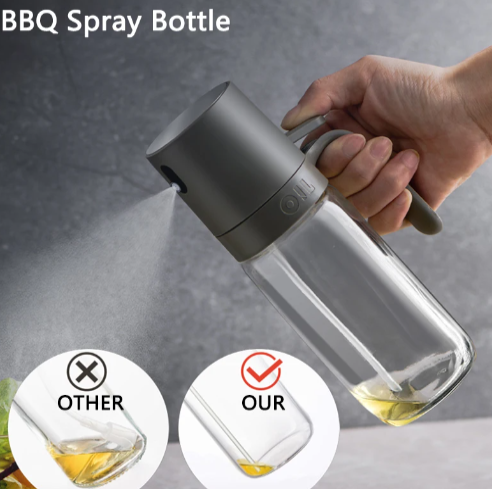 Oil Spray Bottle 250ml High Borosilicate Glass Cooking Oil Dispensers Olive Oil Sprayer Mister for Air Fryer Salad Baking.