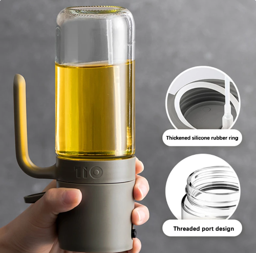 Oil Spray Bottle 250ml High Borosilicate Glass Cooking Oil Dispensers Olive Oil Sprayer Mister for Air Fryer Salad Baking.