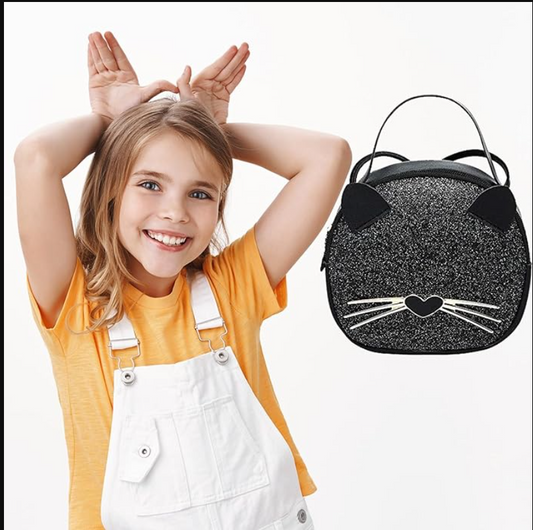 Cat Purse for Women Cute Top Handle Shoulder Bag for Teens Girls Pu Leather Gothic Handbag Crossbody Bag