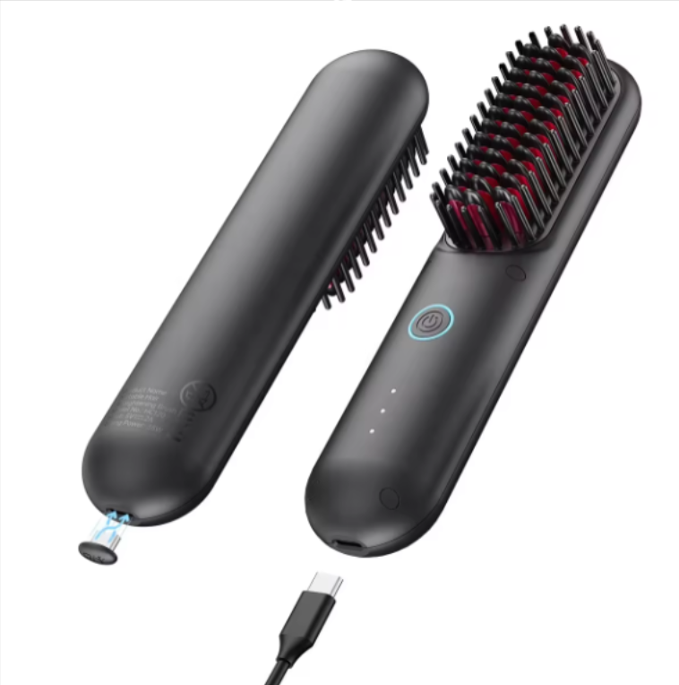 Rechargeable Hair Straightener,  Portable Negative Ion USB Rechargeable Cordless Electric Mini Brush Hair Straightener Comb