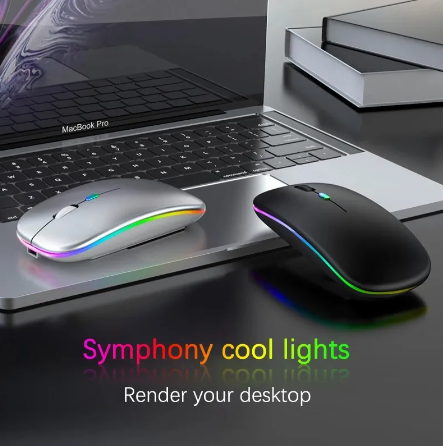 Wireless Mouse, LED Backlit Wireless Mouse RGB Rechargeable Mouse Wireless Computer Silent Ergonomic Gaming Mouse For Laptop PC