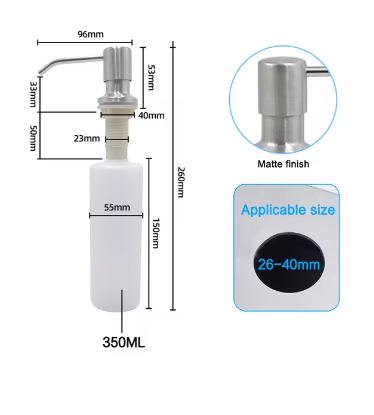 Kitchen Sink Liquid Soap Dispenser Pump Stainless Steel 500ML Liquid Soap Bottle Sink Mount Hand Pressure Soap Dispenser Bottle