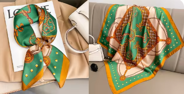 Luxury Floral Print Silk Square Scarf Women Soft Satin Kerchief Hairband Neckerchief Head Hijab Lady Headband Foulard Bag Ribbon