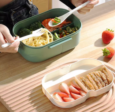 Single Double-layer Lunch Box Portable Compartment Fruit Food Box Microwave Lunch Box With Fork And Spoon Picnic Fresh Box