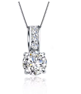 925 Sterling Silver Color Bridal Jewelry Set Classic Cubic Zircon Crystal Pendant Necklace Stud Earrings for Women Girls Gift