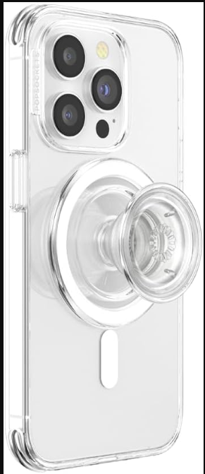 Mobile Phone Stand In Mobile, Pop Sockets Phone Grip Compatible with, Adapter Ring for Mag Safe Included, Phone Holder, Wireless Charging Compatible - Clear