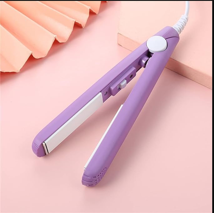 Purple Mini Hair Curler, Werdeny Ceramic Mini Hair Curler for Short Hair Fine Hair, 2 in 1 Mini Ceramic Curler and Hair Straightener, Mini Curling Iron 1/2 Inch Barrel Short Hair